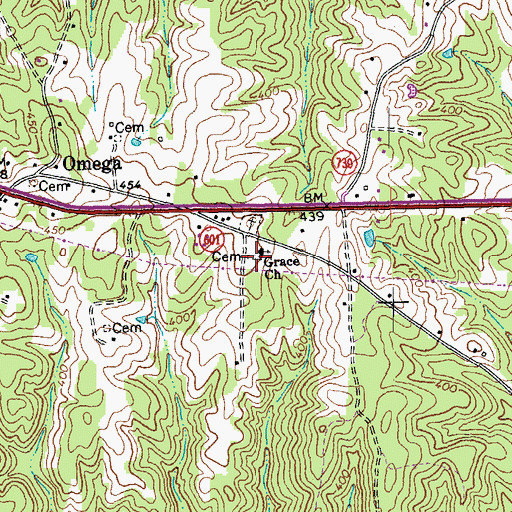 Topographic Map of Grace Cemetery, VA