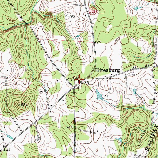 Topographic Map of Hitesburg Baptist Church, VA