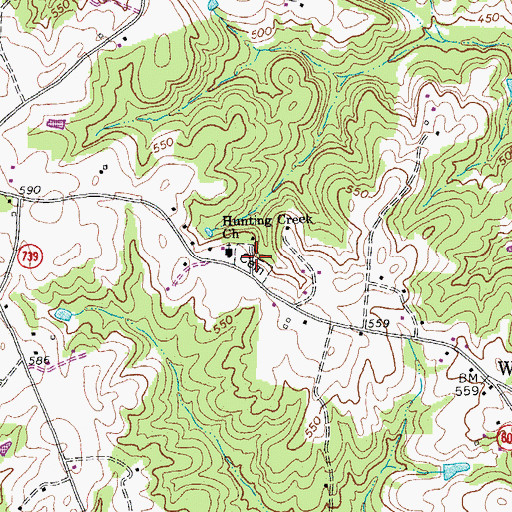 Topographic Map of Hunting Creek Cemetery, VA