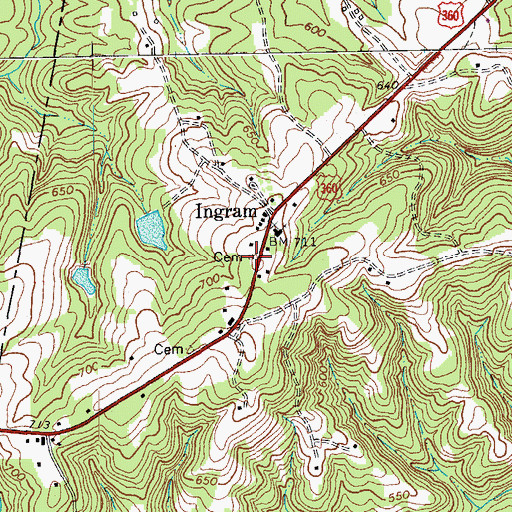 Topographic Map of Ingram Cemetery, VA