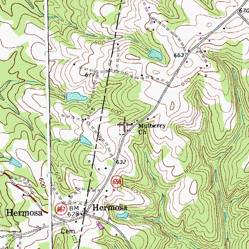 Topographic Map of Mulberry Cemetery, VA