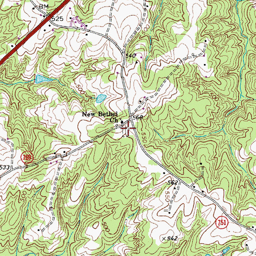 Topographic Map of New Bethel Cemetery, VA