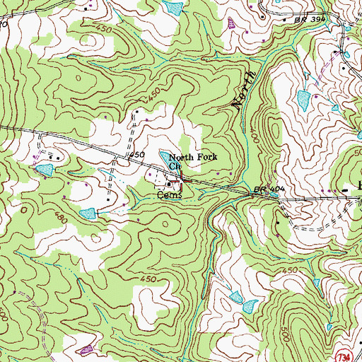 Topographic Map of North Fork Cemetery, VA