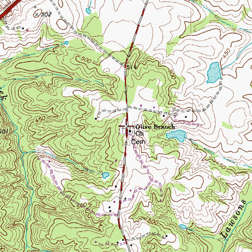 Topographic Map of Olive Branch Cemetery, VA