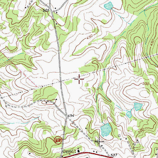 Topographic Map of Piney Grove Baptist Church, VA