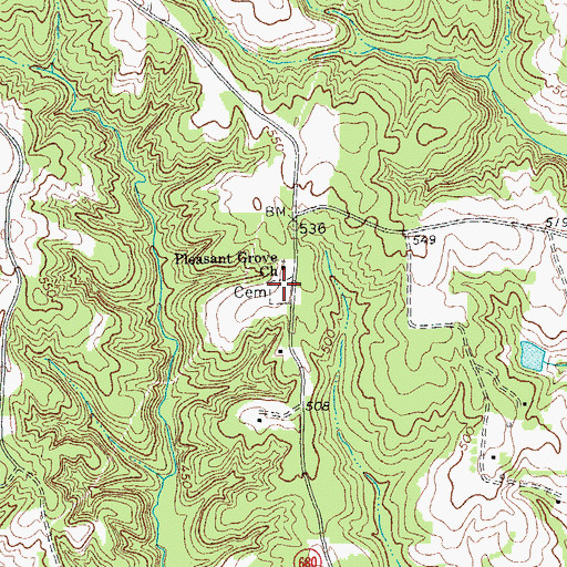 Topographic Map of Pleasant Grove Cemetery, VA