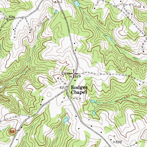 Topographic Map of Rodgers Chapel Cemetery, VA