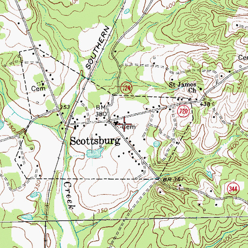 Topographic Map of Scottsburg Cemetery, VA