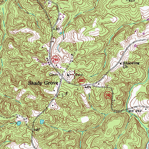 Topographic Map of Shady Grove Cemetery, VA