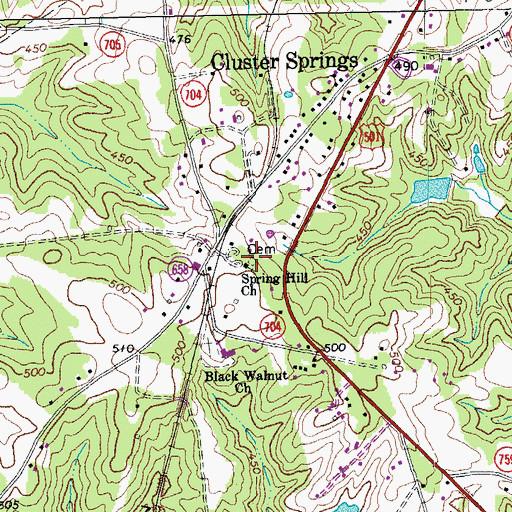 Topographic Map of Spring Hill Cemetery, VA