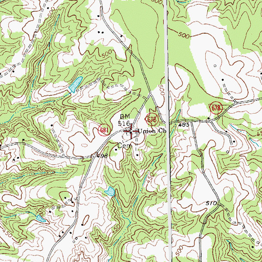Topographic Map of Union Cemetery, VA