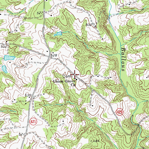Topographic Map of Union Cemetery, VA