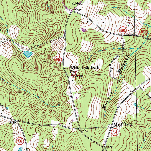 Topographic Map of White Oak Fork Cemetery, VA