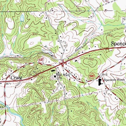 Topographic Map of Old Well Crossing, VA