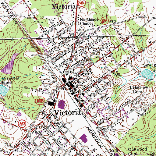 Topographic Map of Victoria Baptist Church, VA