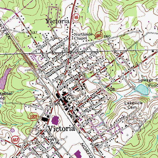 Topographic Map of Victoria Methodist Church, VA