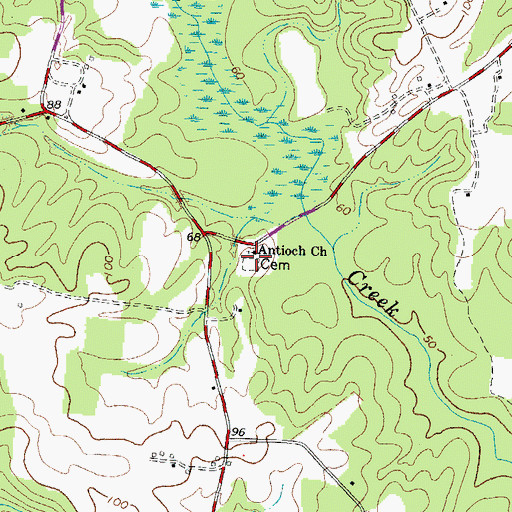 Topographic Map of Antioch Cemetery, VA