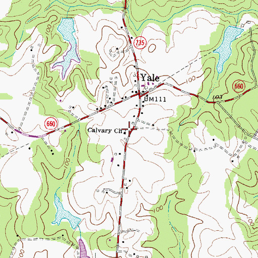 Topographic Map of Calvary Cemetery, VA
