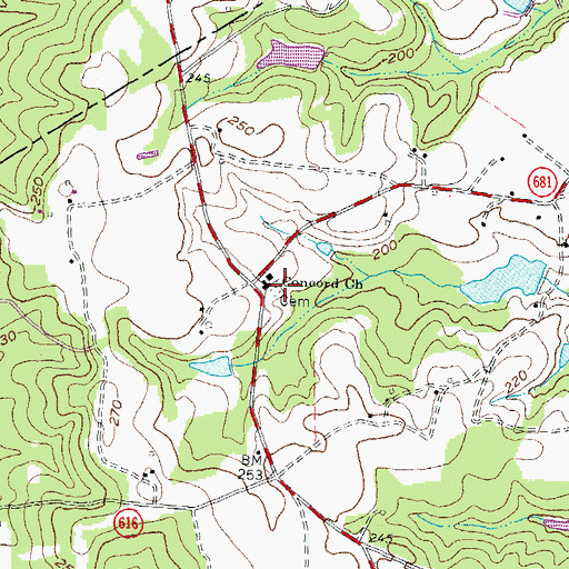 Topographic Map of Concord Cemetery, VA