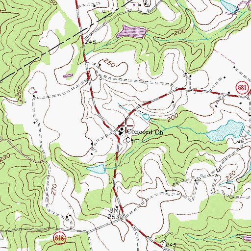 Topographic Map of Concord School (historical), VA