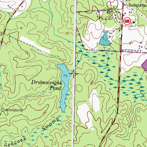 Topographic Map of Drumwrights Mill (historical), VA