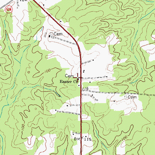 Topographic Map of Easter Cemetery, VA