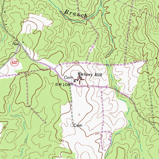 Topographic Map of Hickory Hill School (historical), VA