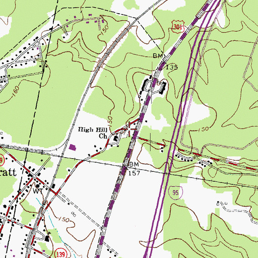 Topographic Map of High Hills Cemetery, VA
