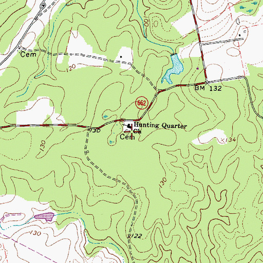 Topographic Map of Hunting Quarter Cemetery, VA