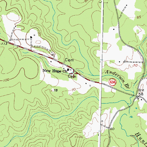 Topographic Map of New Hope Cemetery, VA