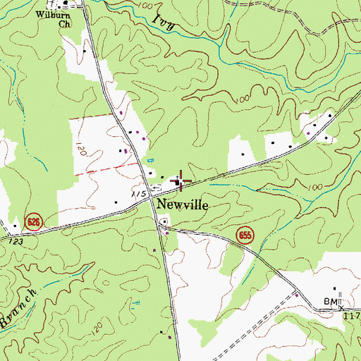Topographic Map of Newville Baptist Church, VA
