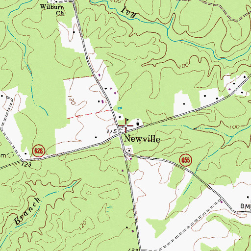 Topographic Map of Newville Cemetery, VA