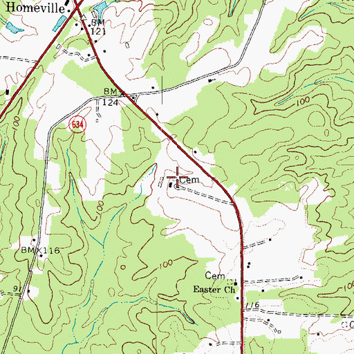 Topographic Map of Oakland Cemetery, VA