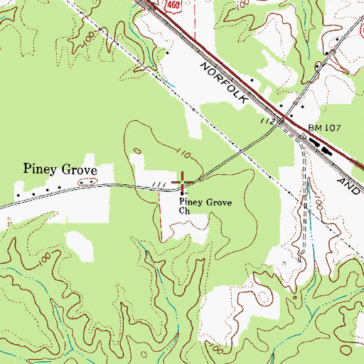 Topographic Map of Piney Grove School (historical), VA