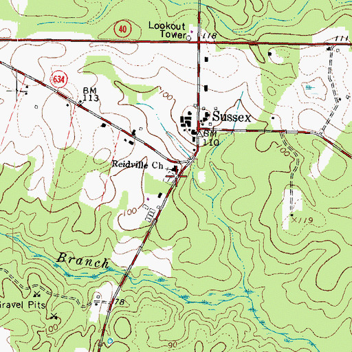 Topographic Map of Reidville Cemetery, VA