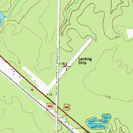 Topographic Map of Waverly Airport (historical), VA