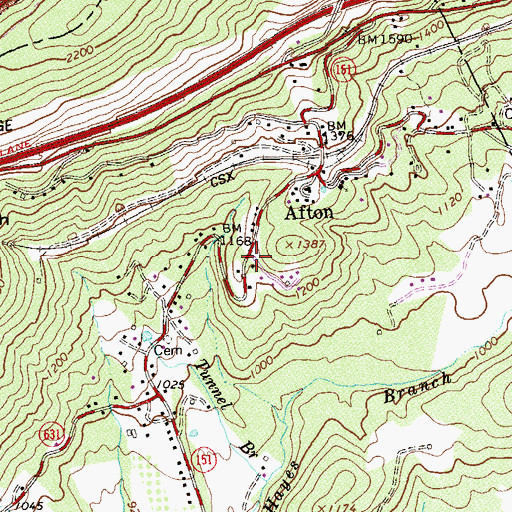 Topographic Map of Afton House, VA