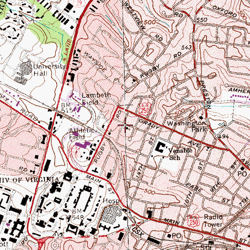Topographic Map of Charlottesville-Albemarle Community Mental Health Hospital, VA