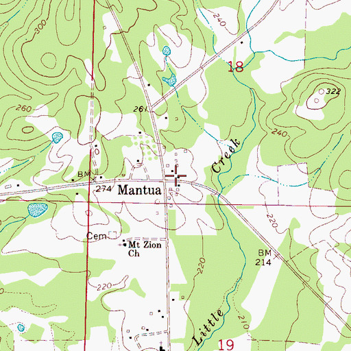 Topographic Map of Mantua Post Office, AL