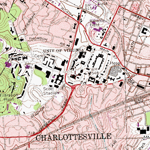 Topographic Map of Clark Hall, VA