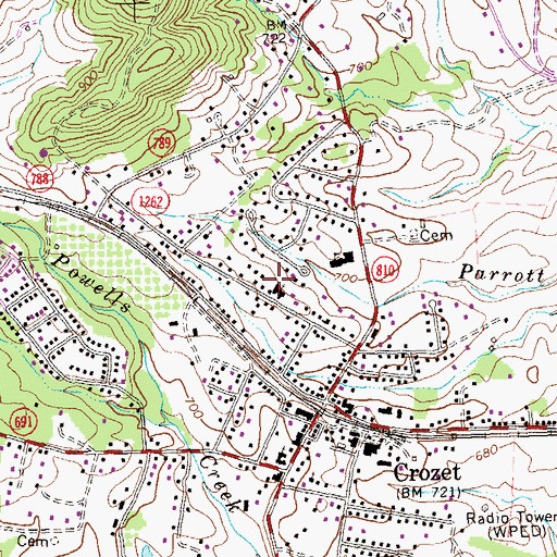 Topographic Map of Crozet Baptist Church, VA