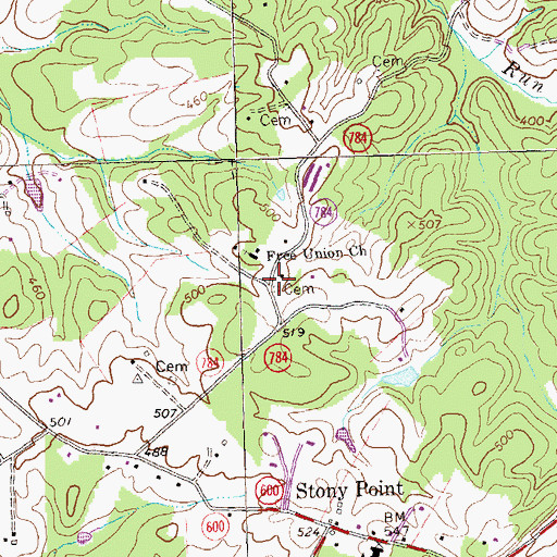 Topographic Map of Free Union Cemetery, VA