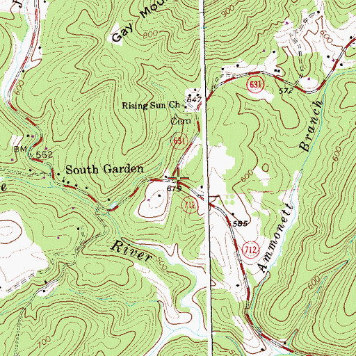 Topographic Map of Garlands Store, VA