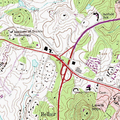 Topographic Map of Lewis Baptist Meeting House (historical), VA