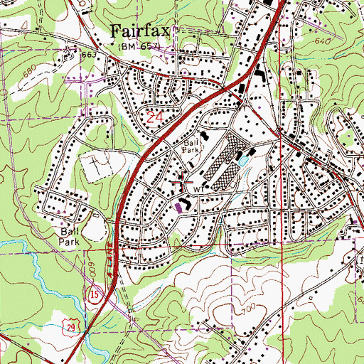 Topographic Map of Fairfax Post Office, AL