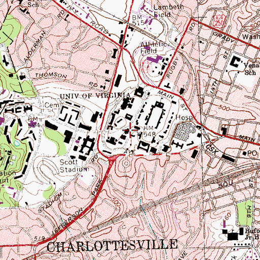 Topographic Map of Minor Hall, VA