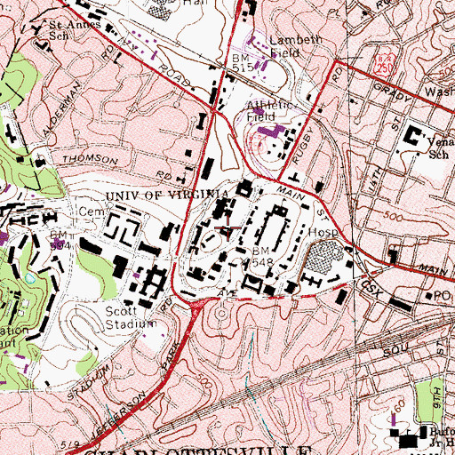 Topographic Map of Monroe Hall, VA