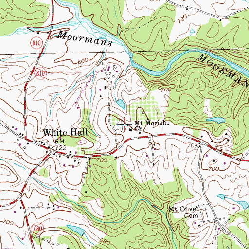 Topographic Map of Mount Moriah Cemetery, VA