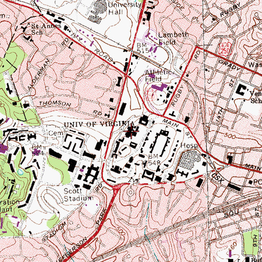 Topographic Map of Newcomb Hall, VA