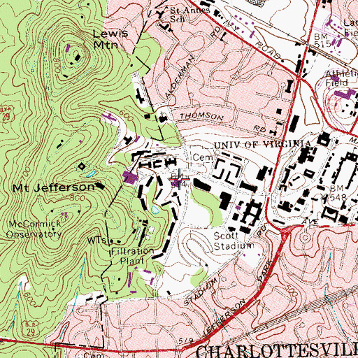 Topographic Map of Observatory Hill Dining Facility, VA